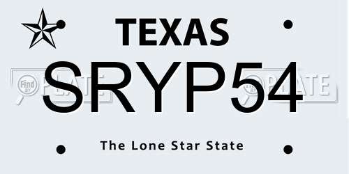SRYP54 Texas License Plate