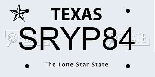SRYP84 Texas License Plate