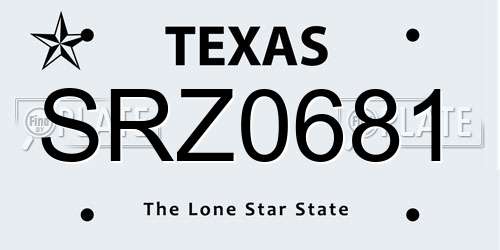 SRZ0681 Texas License Plate