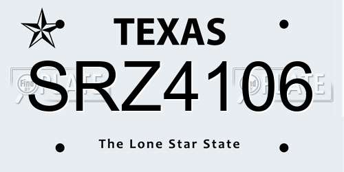 SRZ4106 Texas License Plate
