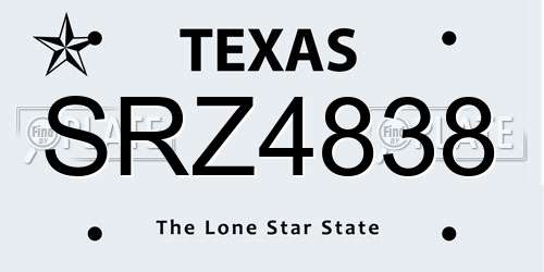 SRZ4838 Texas License Plate