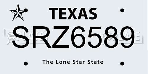 SRZ6589 Texas License Plate