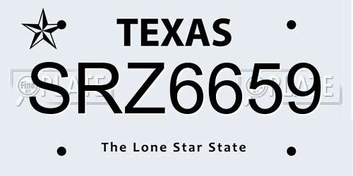 SRZ6659 Texas License Plate