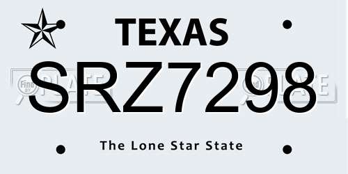 SRZ7298 Texas License Plate