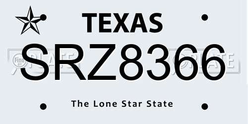 SRZ8366 Texas License Plate