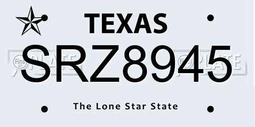 SRZ8945 Texas License Plate