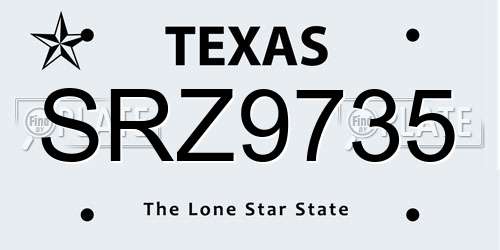 SRZ9735 Texas License Plate