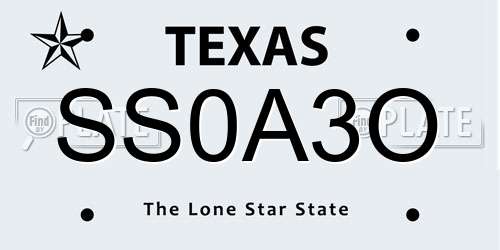 SS0A3O Texas License Plate