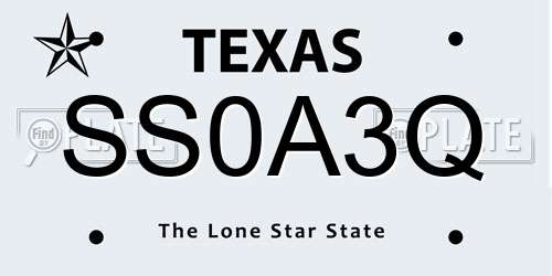 SS0A3Q Texas License Plate