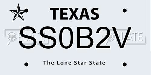 SS0B2V Texas License Plate