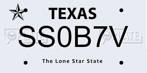 SS0B7V Texas License Plate