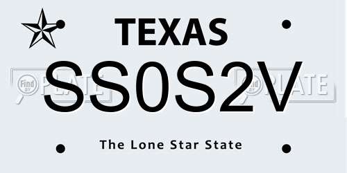 SS0S2V Texas License Plate
