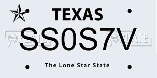 SS0S7V Texas License Plate