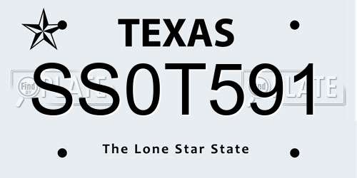 SS0T591 Texas License Plate