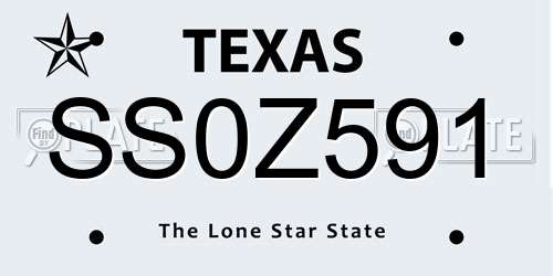 SS0Z591 Texas License Plate