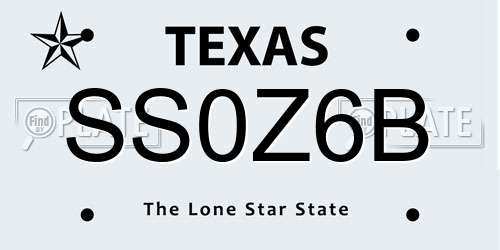 SS0Z6B Texas License Plate