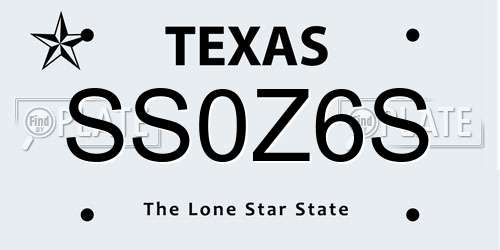 SS0Z6S Texas License Plate