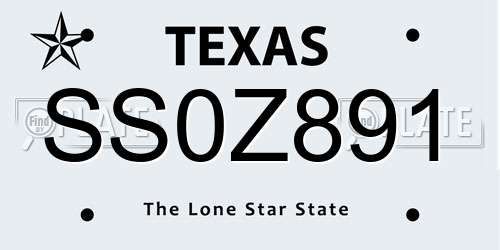 SS0Z891 Texas License Plate