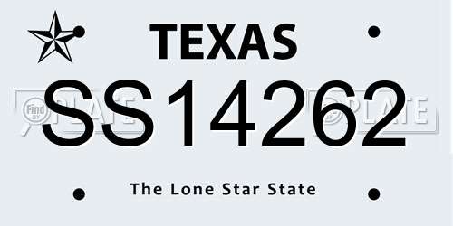 SS14262 Texas License Plate