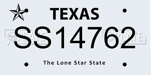 SS14762 Texas License Plate