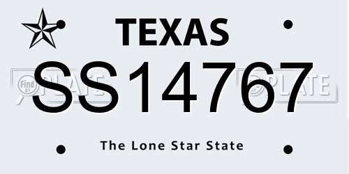 SS14767 Texas License Plate