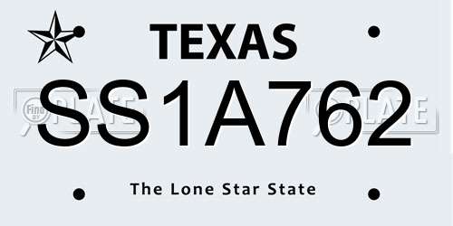 SS1A762 Texas License Plate
