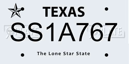 SS1A767 Texas License Plate