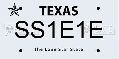 SS1E1E Texas License Plate
