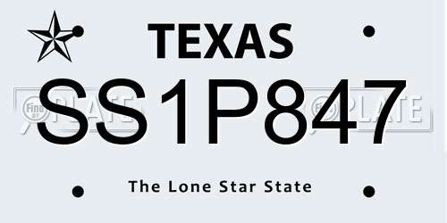 SS1P847 Texas License Plate