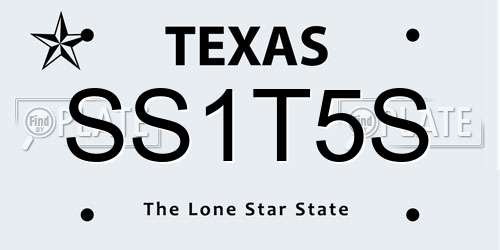 SS1T5S Texas License Plate