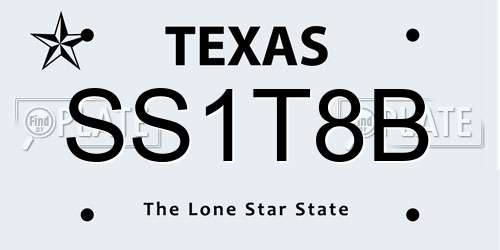 SS1T8B Texas License Plate