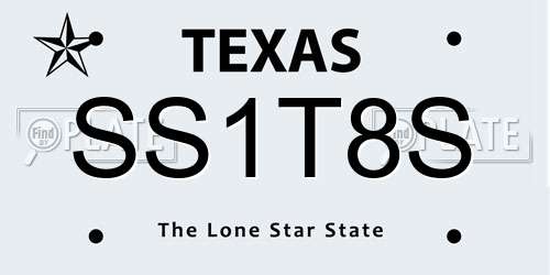 SS1T8S Texas License Plate