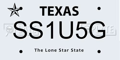 SS1U5G Texas License Plate