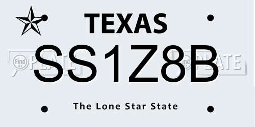 SS1Z8B Texas License Plate