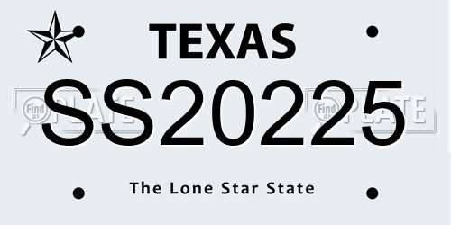 SS20225 Texas License Plate