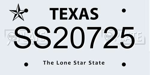 SS20725 Texas License Plate