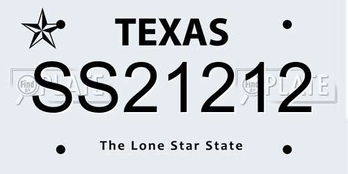 SS21212 Texas License Plate