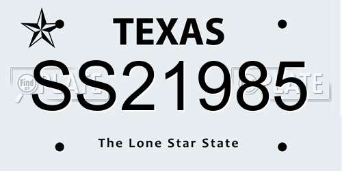 SS21985 Texas License Plate