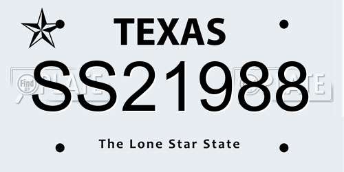SS21988 Texas License Plate