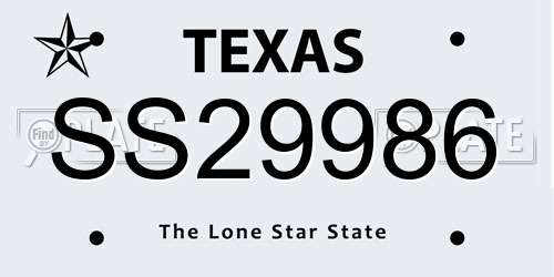 SS29986 Texas License Plate