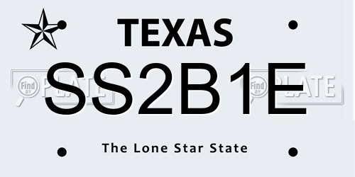 SS2B1E Texas License Plate
