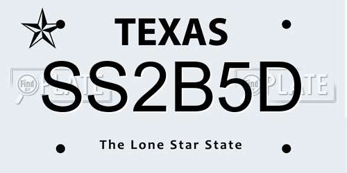SS2B5D Texas License Plate