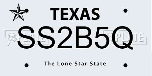 SS2B5Q Texas License Plate