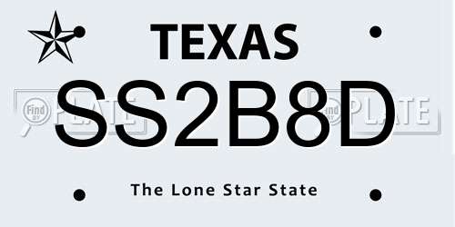 SS2B8D Texas License Plate