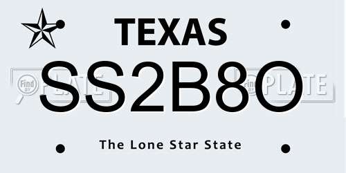 SS2B8O Texas License Plate