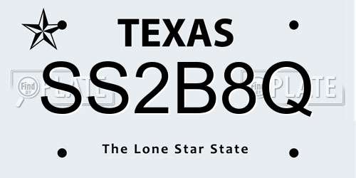 SS2B8Q Texas License Plate