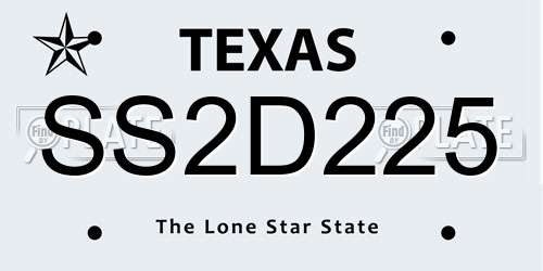 SS2D225 Texas License Plate