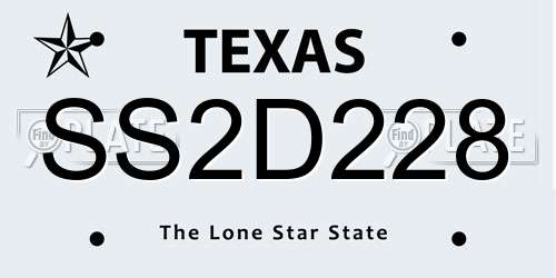 SS2D228 Texas License Plate