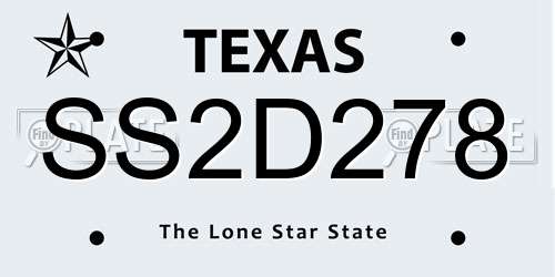 SS2D278 Texas License Plate