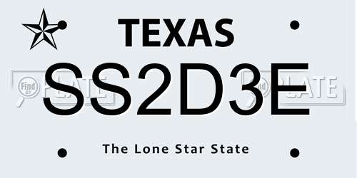 SS2D3E Texas License Plate
